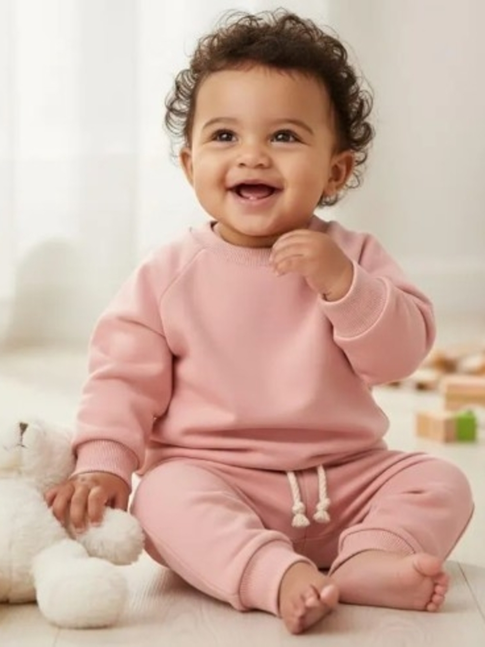 95% Organic Cotton Pink Baby Sweatshirt and Jogger Set